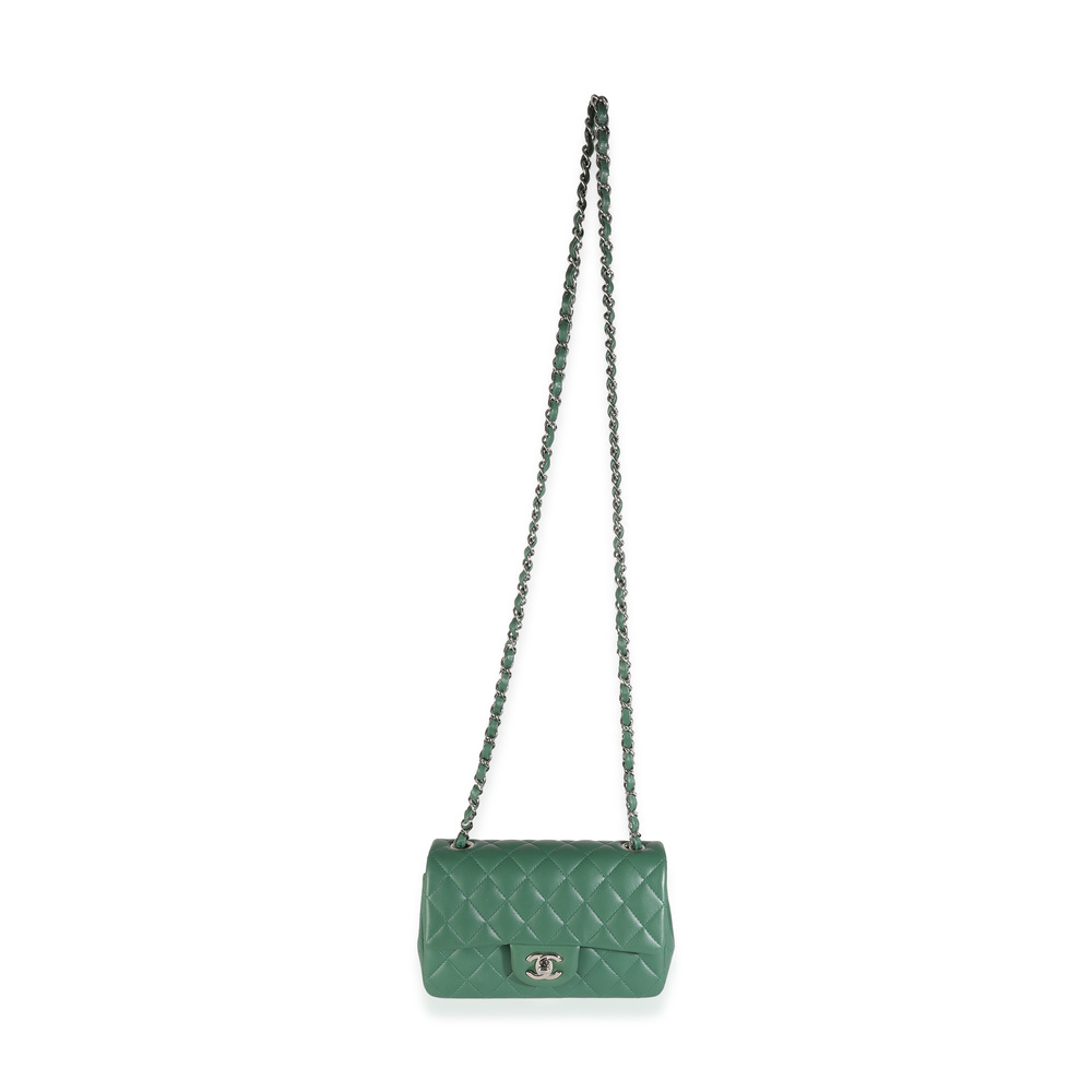 Chanel 19B Dark Green Quilted Lambskin Mini Rectangular Flap Bag - Picture 6 of 8